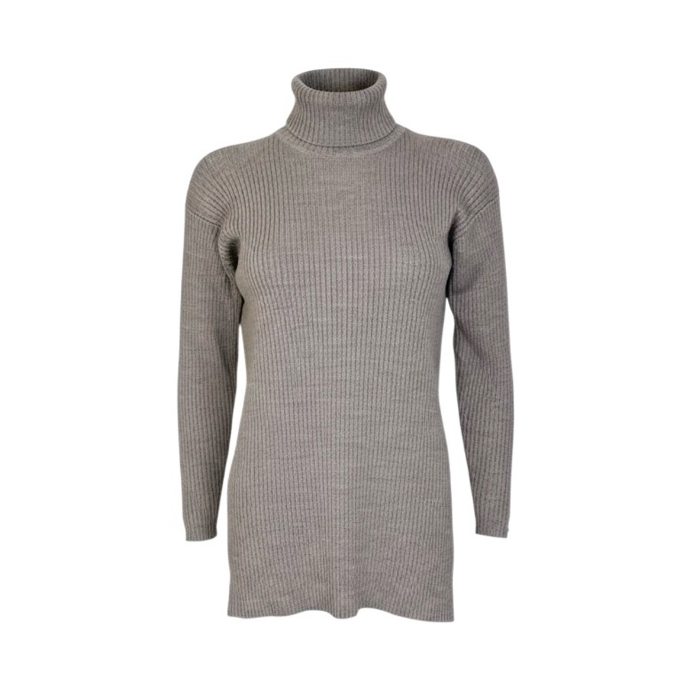 Classiques for Nordstrom Wool Turtleneck Tunic Sweater in Taupe - sz XS Petite